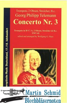 Concerto Nr. 3 (Natur-) Trompete in D/C/A.2Oboen.Streicher.Bc)(Partitur+Stimmen) 
