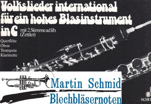 Volkslieder international für ein hohes Blasinstrument in C (Trp. In C)(2.Stimme ad.lib) 