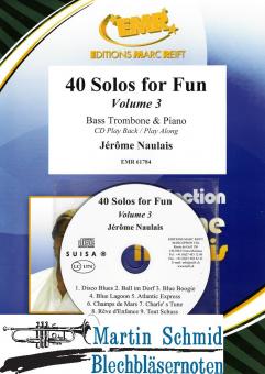 40 Solos for Fun Volume 3 - Bass Trombone & Piano + CD Play Back / Play Along or MP3  