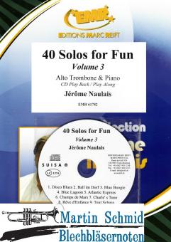 40 Solos for Fun Volume 3 - Alto Trombone & Piano + CD Play Back / Play Along or MP3  