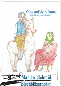 Oma auf dem Lama 