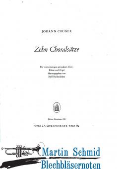 Zehn Choralsätze (vierstimmigen Chor, Bläser und Orgel)(Partitur) 