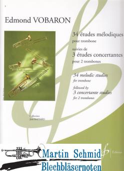 34 Etudes mélodiques et 3 études concertantes pour 2 trombones 